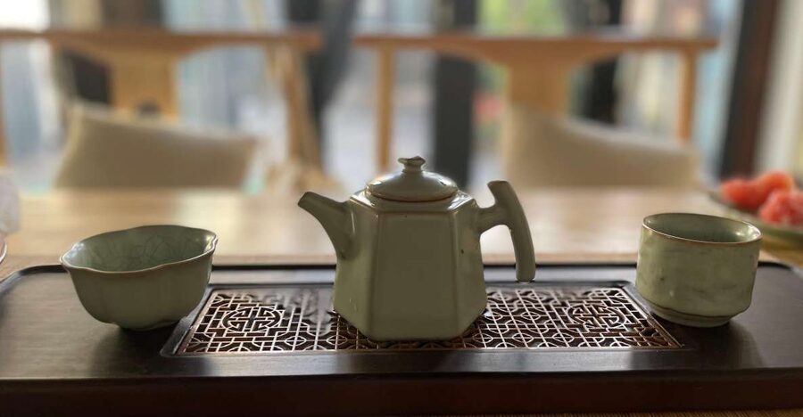 Chinese Tea ceremony in Beijing Hutong courtyard - A quiet tea break beside the Forbidden City