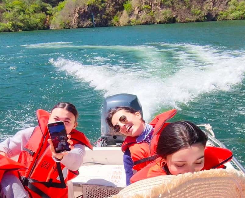 Water-Great Wall Odyssey: Hike & Cruise One Day Tour - Hiking the old wall above the reservoir